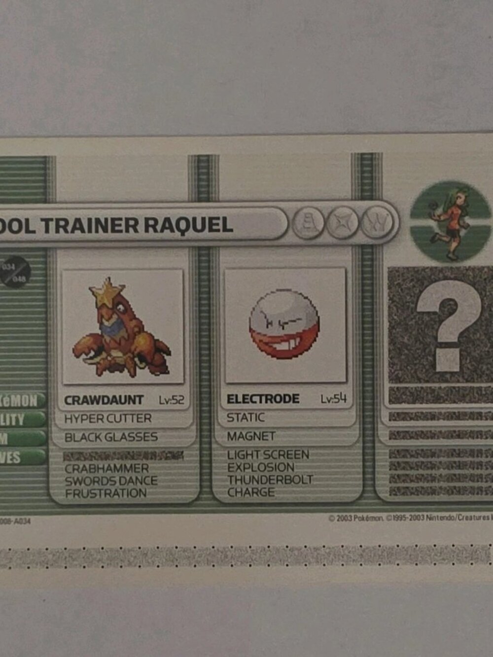 Pokemon TCG Cool Trainer Raquel EX Ruby & Sapphire 2003 Regular Trainer EN
